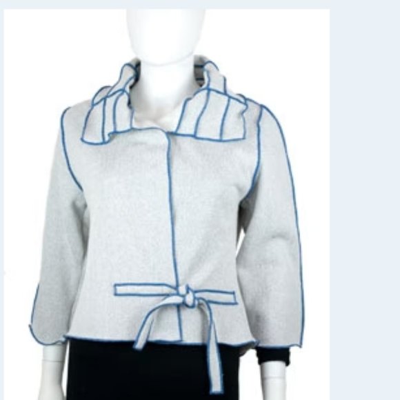 ANYA SF I Turquoise Artisan-Made Boho Cardigan Tie-Front Short FKS Jacket. S/M - Picture 3 of 15